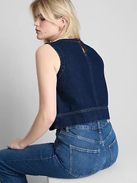 Cropped Denim Shift Top