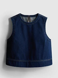 Cropped Denim Shift Top