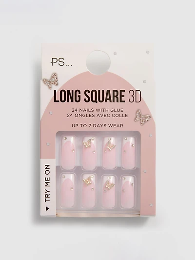 PS... Long French Tip Square False Nails