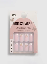 PS... Long French Tip Square False Nails