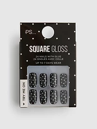 PS... Polka Dot Square Gloss False Nails