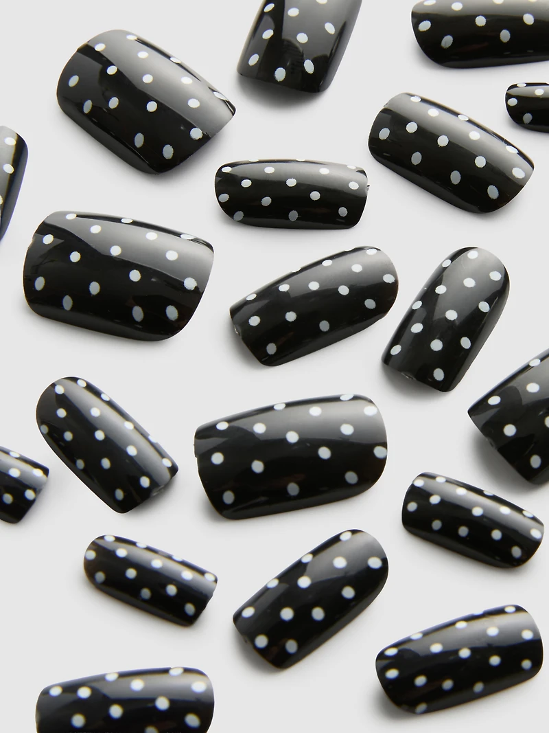 PS... Polka Dot Square Gloss False Nails