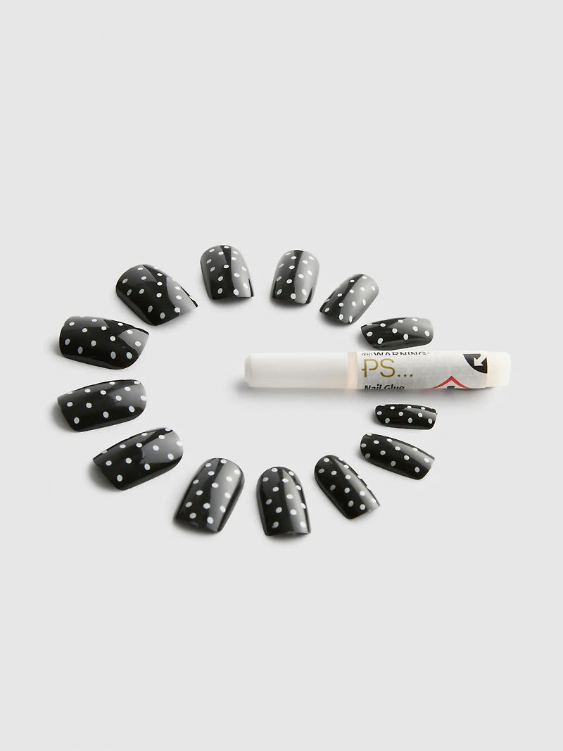PS... Polka Dot Square Gloss False Nails