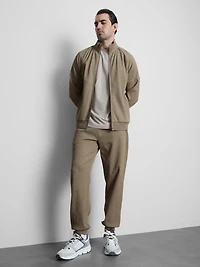 Men's Stone Waffle-Texture Quarter-Zip Jacket