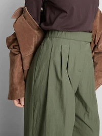 High-Waisted Textured Pleated Pants