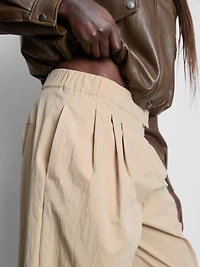 High-Waisted Textured Pleated Pants