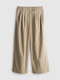 High-Waisted Textured Pleated Pants
