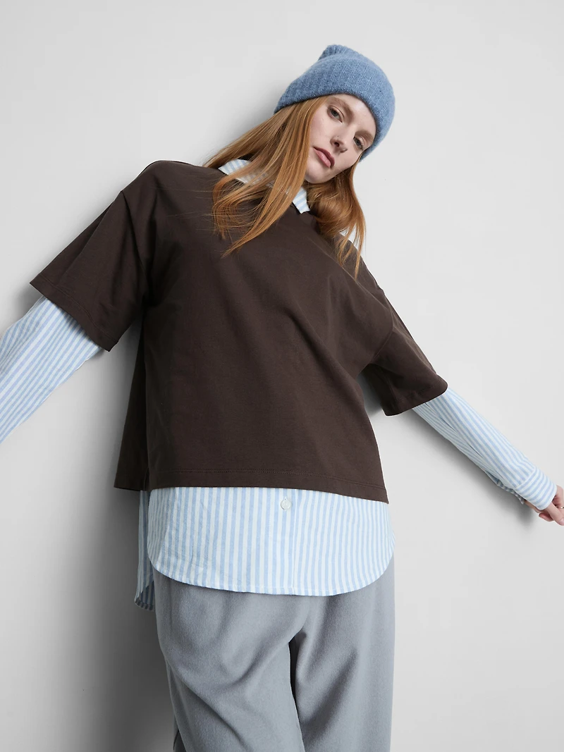 Boxy Crew Neck Cotton Tee