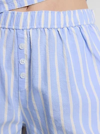 Cotton Striped Oxford Pajama Shorts