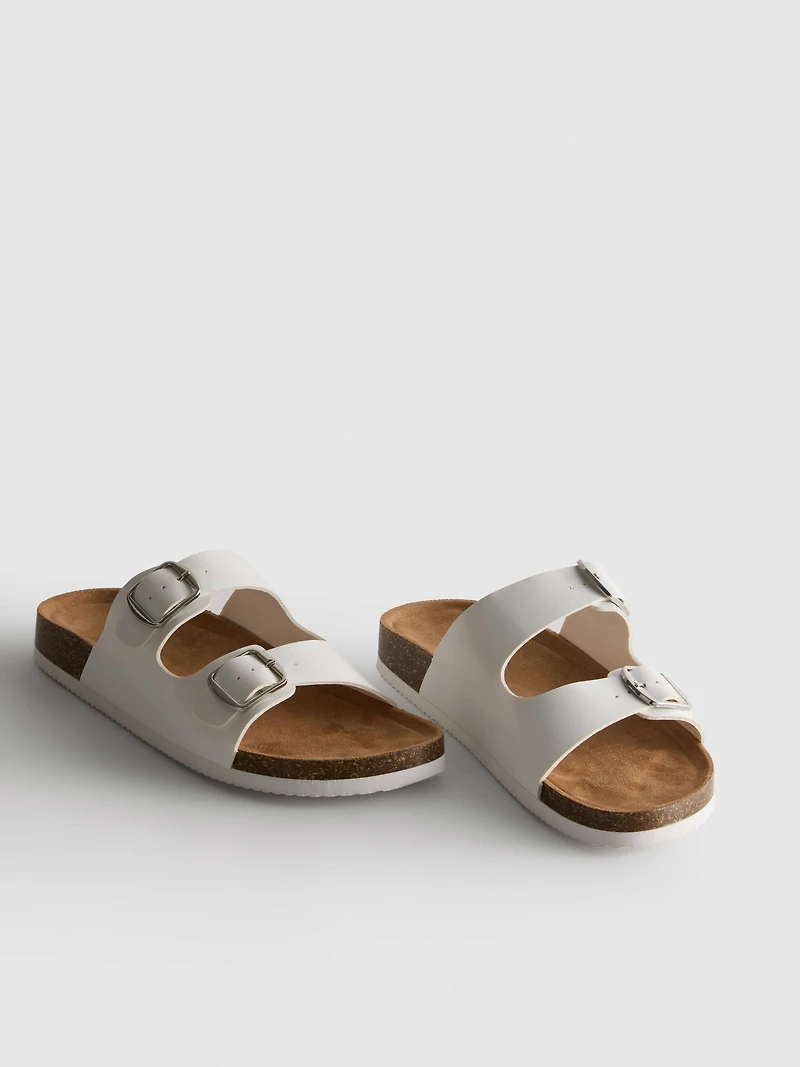 Double Buckle-Strap Mule Sandals