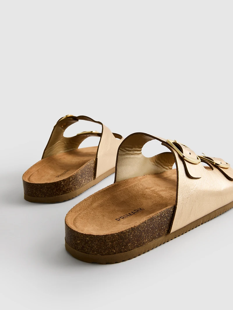 Double Buckle-Strap Mule Sandals