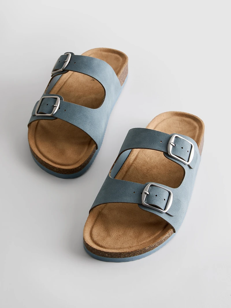 Double Buckle-Strap Mule Sandals