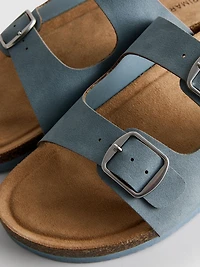 Double Buckle-Strap Mule Sandals