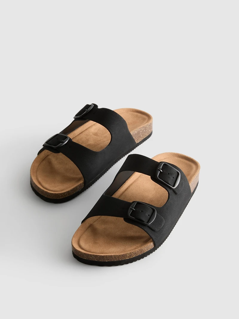 Double Buckle-Strap Mule Sandals