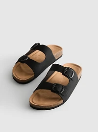 Double Buckle-Strap Mule Sandals