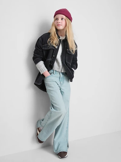 7-15yrs | Hem Split Wide Leg Jeans