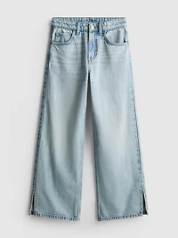 7-15yrs | Hem Split Wide Leg Jeans