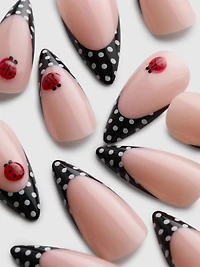PS... Polka Dot Ladybug Long Pointed Gloss False Nails