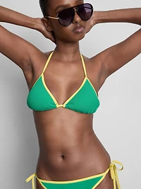 Crinkle Contrast Triangle Bikini Top