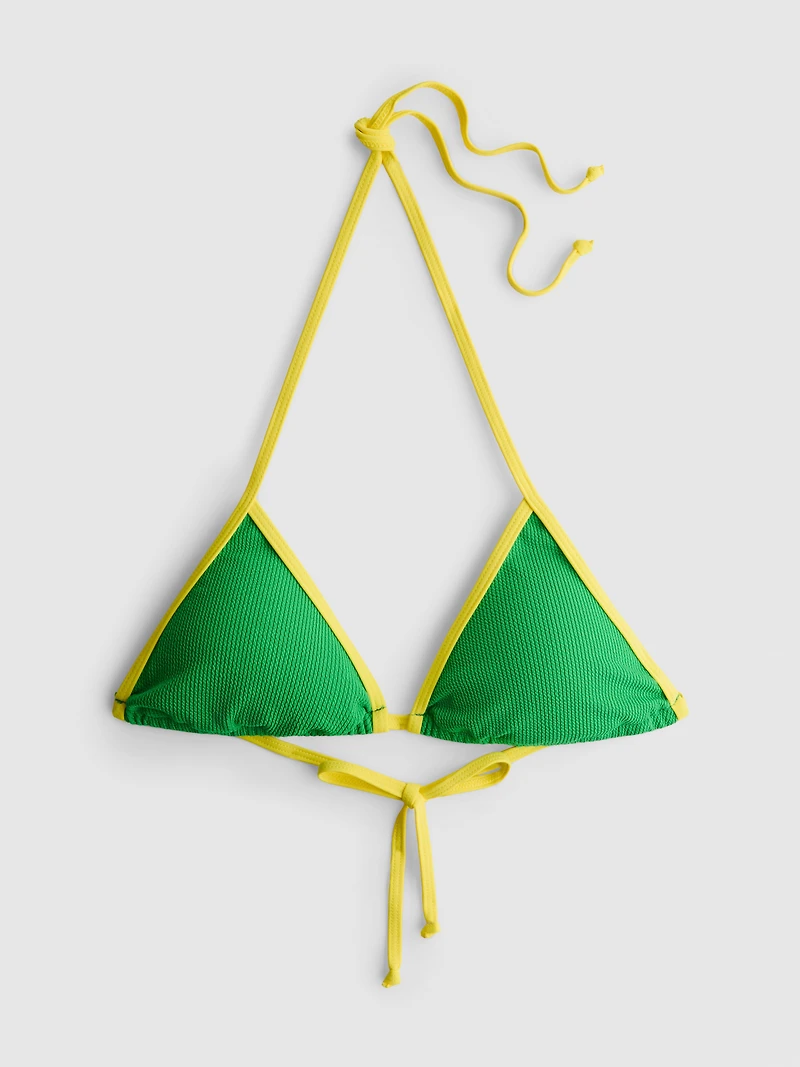 Crinkle Contrast Triangle Bikini Top