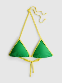 Crinkle Contrast Triangle Bikini Top