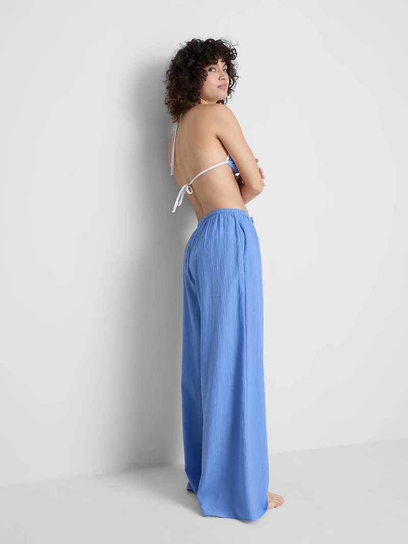 Crinkle Contrast Triangle Bikini Top