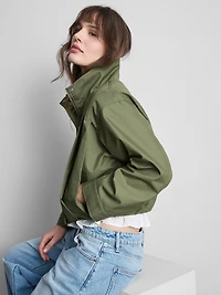 Cropped Pleated High Neck Jacket