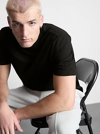 a regular-fit T-shirt with short sleeves and crew neckline