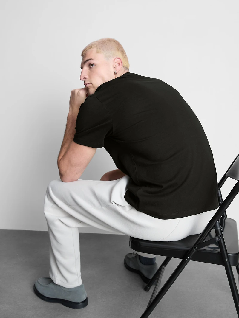 a regular-fit T-shirt with short sleeves and crew neckline