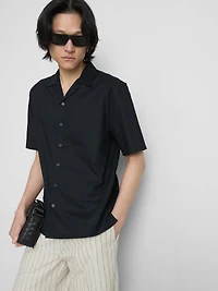 Short Sleeve Linen Blend Shirt