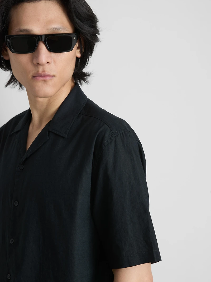 Short Sleeve Linen Blend Shirt