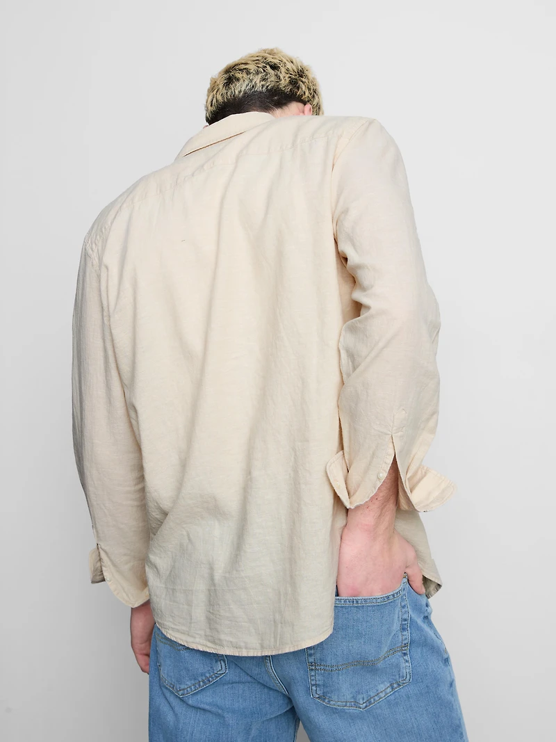 Long Sleeve Linen Blend Shirt