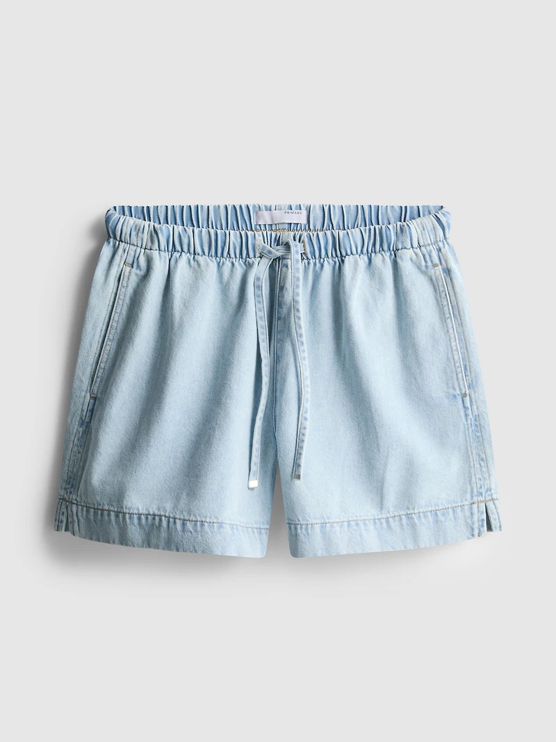 Cotton Denim Jogger Shorts