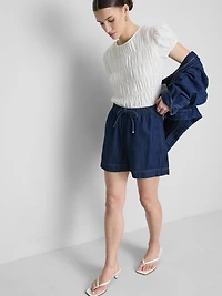 Cotton Denim Jogger Shorts