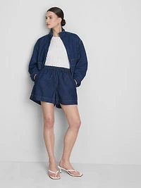 Cotton Denim Jogger Shorts