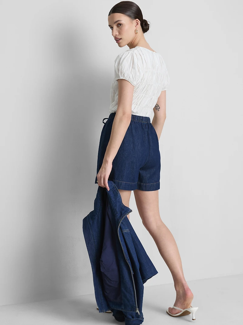 Cotton Denim Jogger Shorts