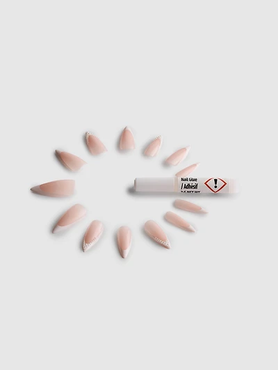 PS... Pro Long Stiletto Faux Pearl Gel-Effect False Nails