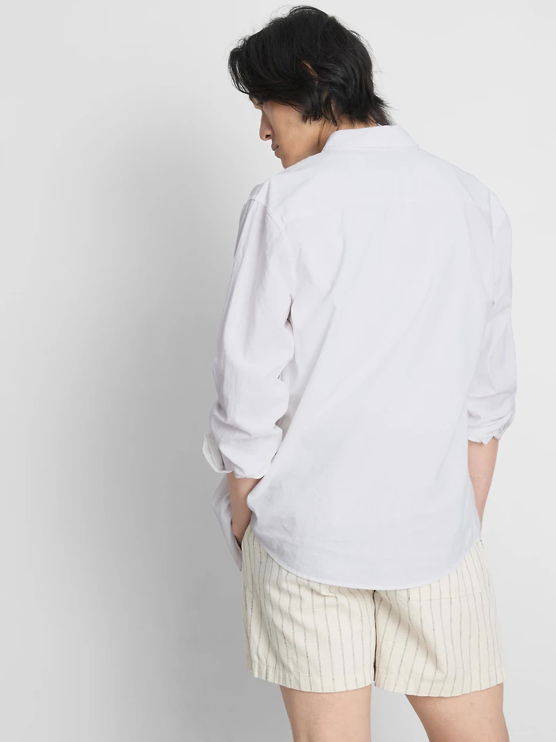 Long Sleeve Linen Blend Shirt