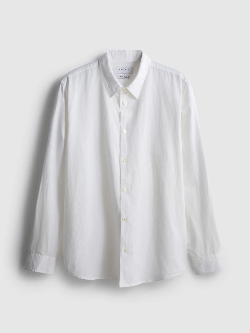 Long Sleeve Linen Blend Shirt
