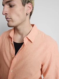 Long Sleeve Linen Blend Shirt