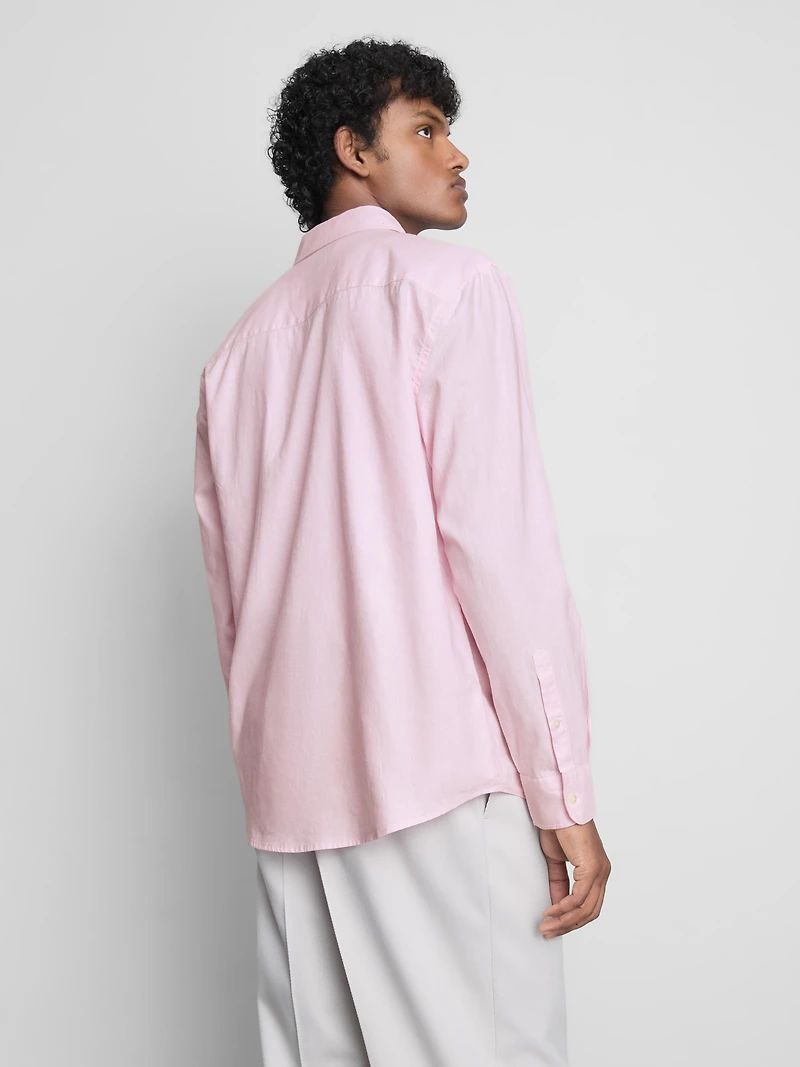 Long Sleeve Linen Blend Shirt