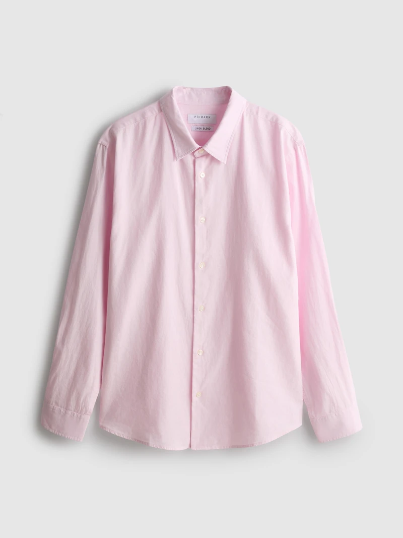 Long Sleeve Linen Blend Shirt