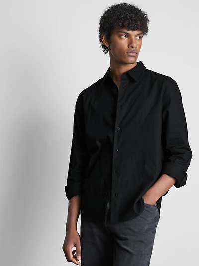 Long Sleeve Linen Blend Shirt