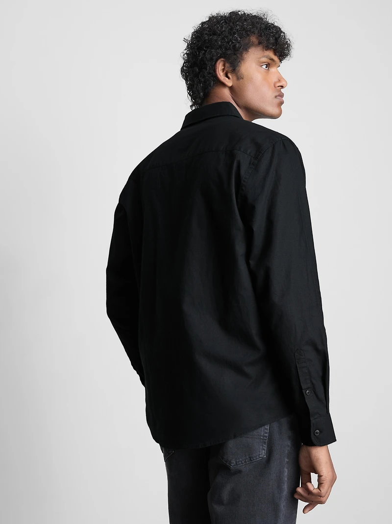 Long Sleeve Linen Blend Shirt