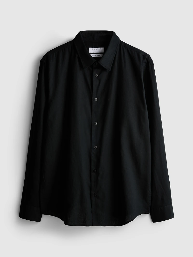 Long Sleeve Linen Blend Shirt