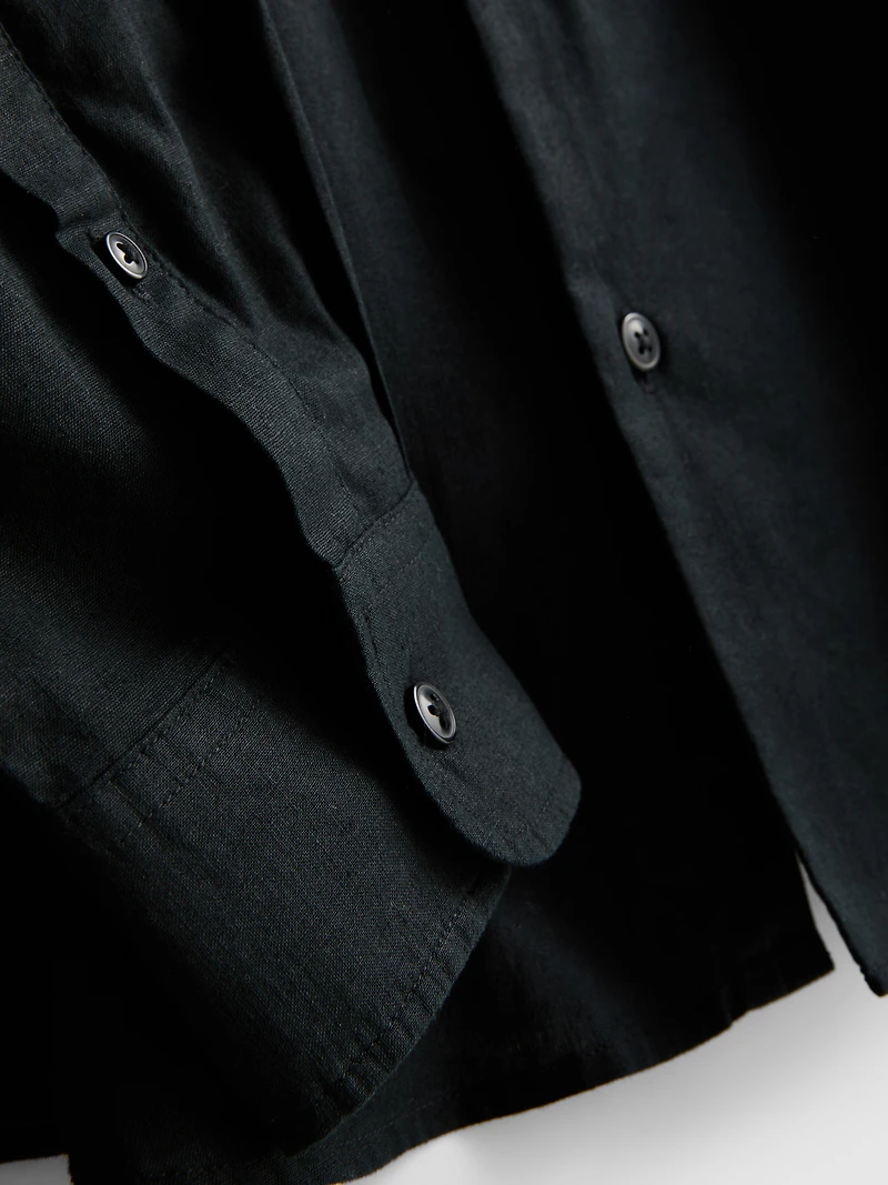Long Sleeve Linen Blend Shirt