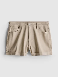 Mid-Rise Turn-Up Denim Shorts