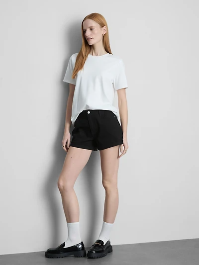 Mid-Rise Turn-Up Denim Shorts