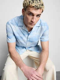 Tie-Dye Seersucker Short-Sleeve Shirt