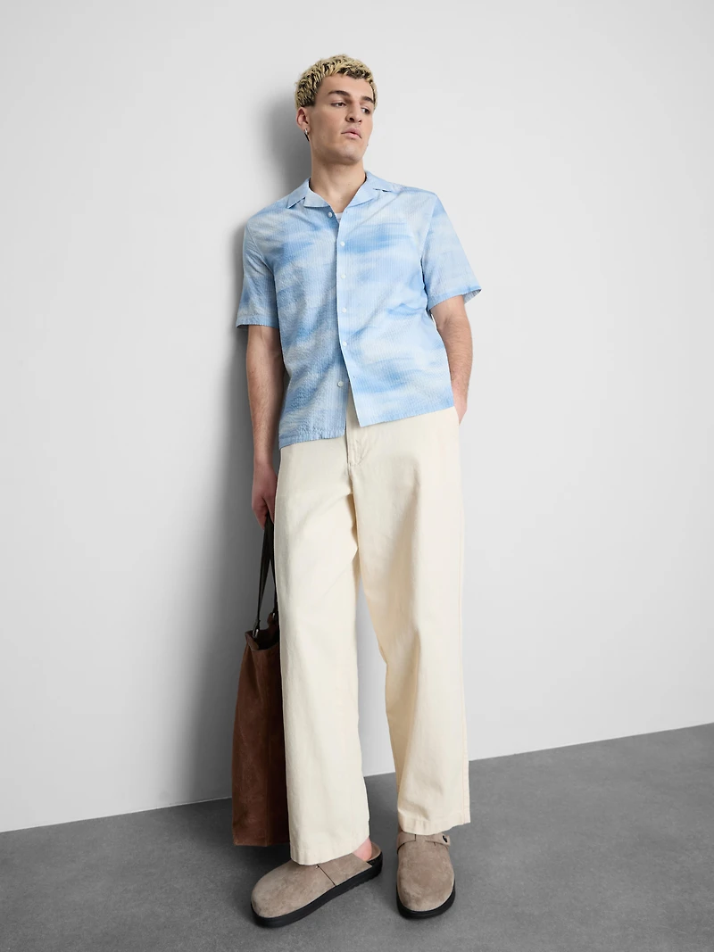 Tie-Dye Seersucker Short-Sleeve Shirt